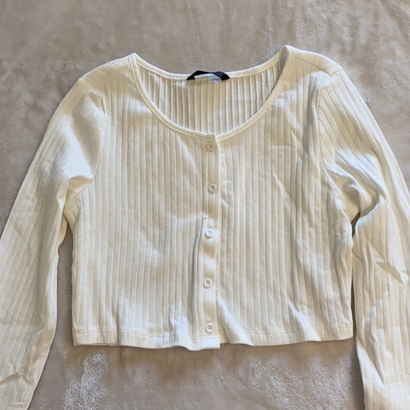 White ribbed cardigan - Picture 1 of 2